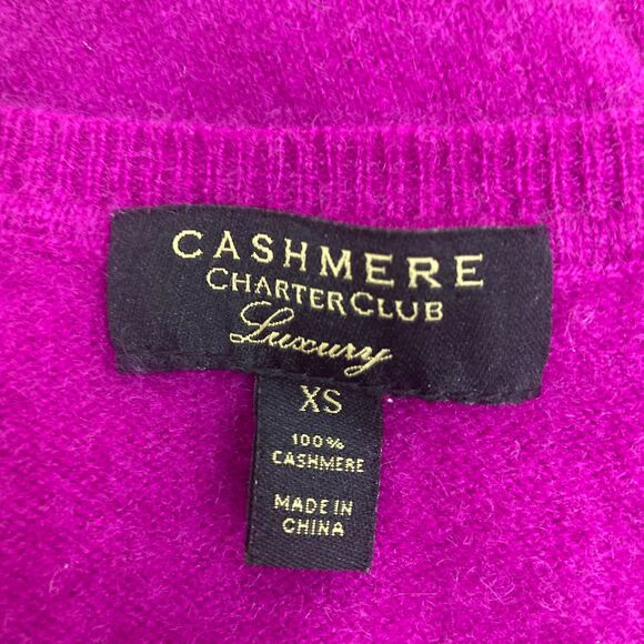 Charter Club Cashmere Sweater Size XS V-Neck Luxury Magenta Pink Purple - Picture 11 of 13